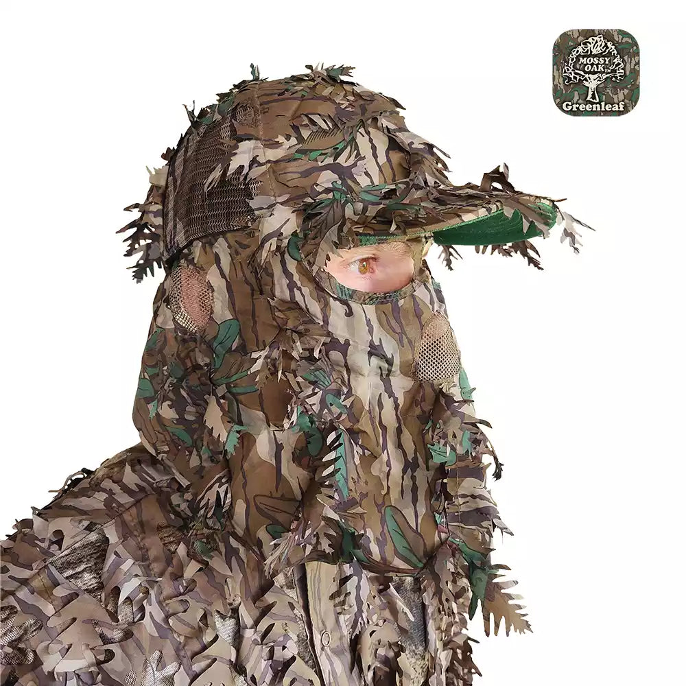 2-in-1 FRONT Leafy Face Mask and Camo Hat (Adjustable,OSFM)