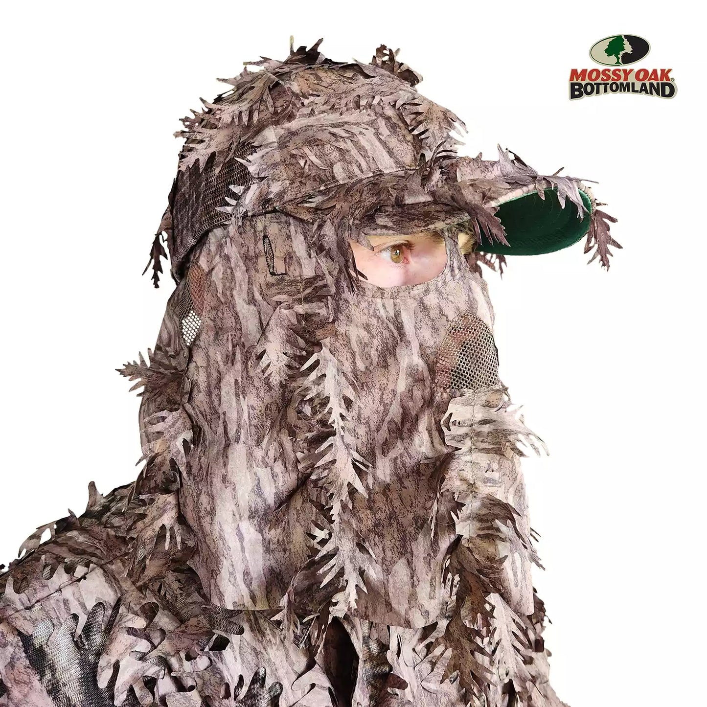 2-in-1 FRONT Leafy Face Mask and Camo Hat (Adjustable,OSFM)