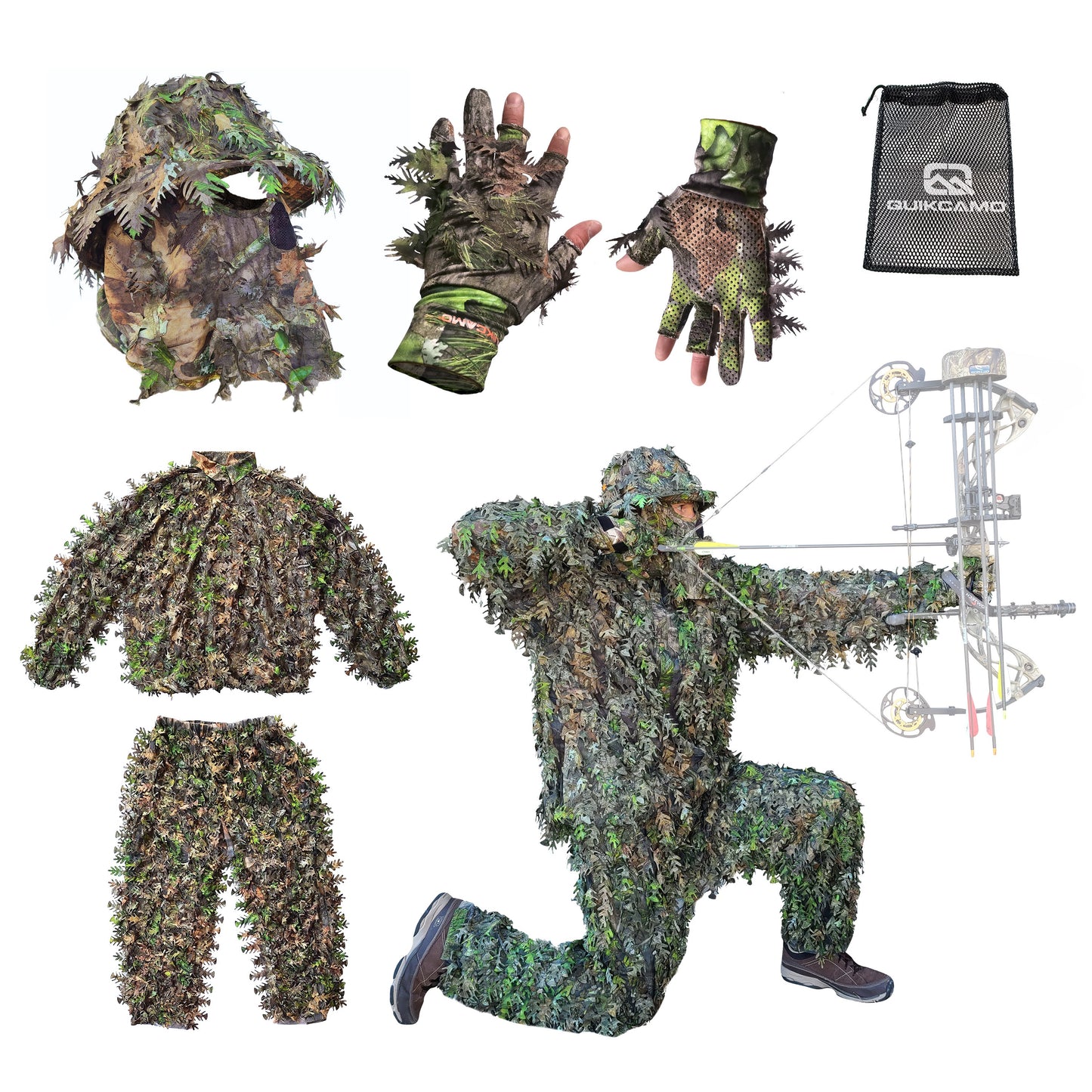 Mossy Oak Obsession Leafy Suit, Gloves, Bucket Hat and Mask
