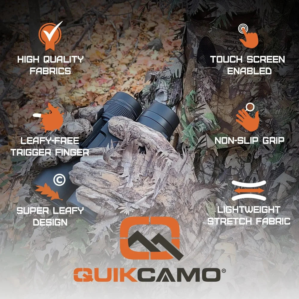 New Leafy Camo Gloves (Mossy Oak and Realtree Fingerless or 