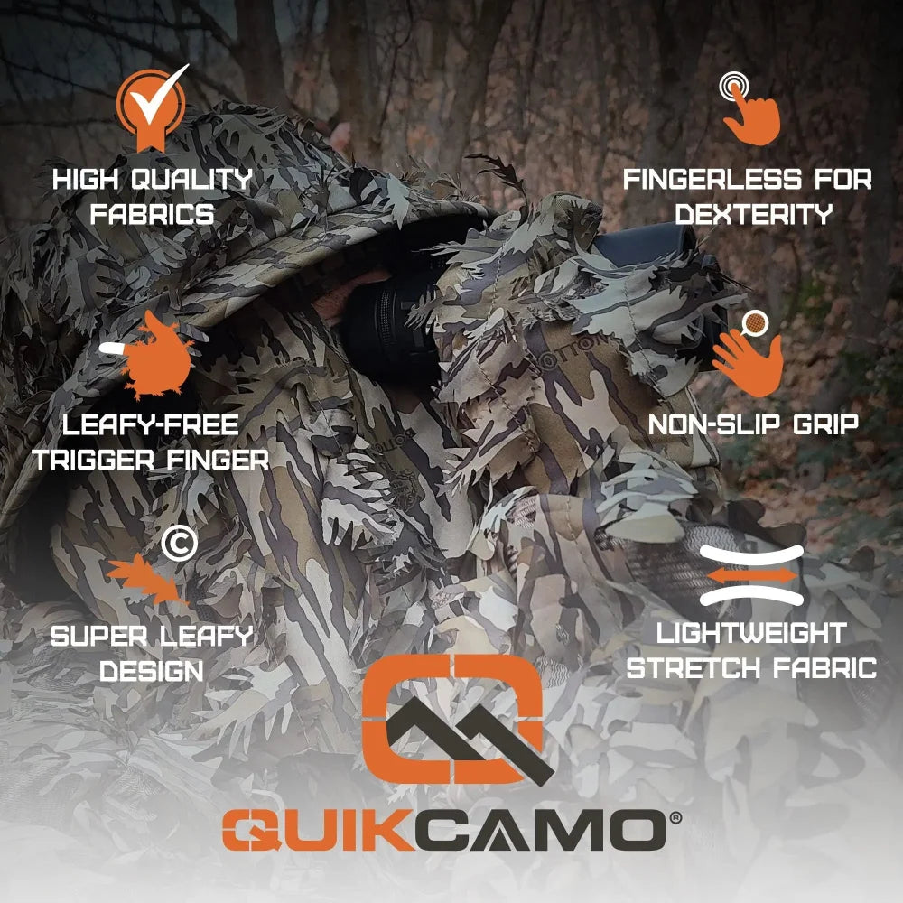 New Leafy Camo Gloves (Mossy Oak and Realtree Fingerless or 