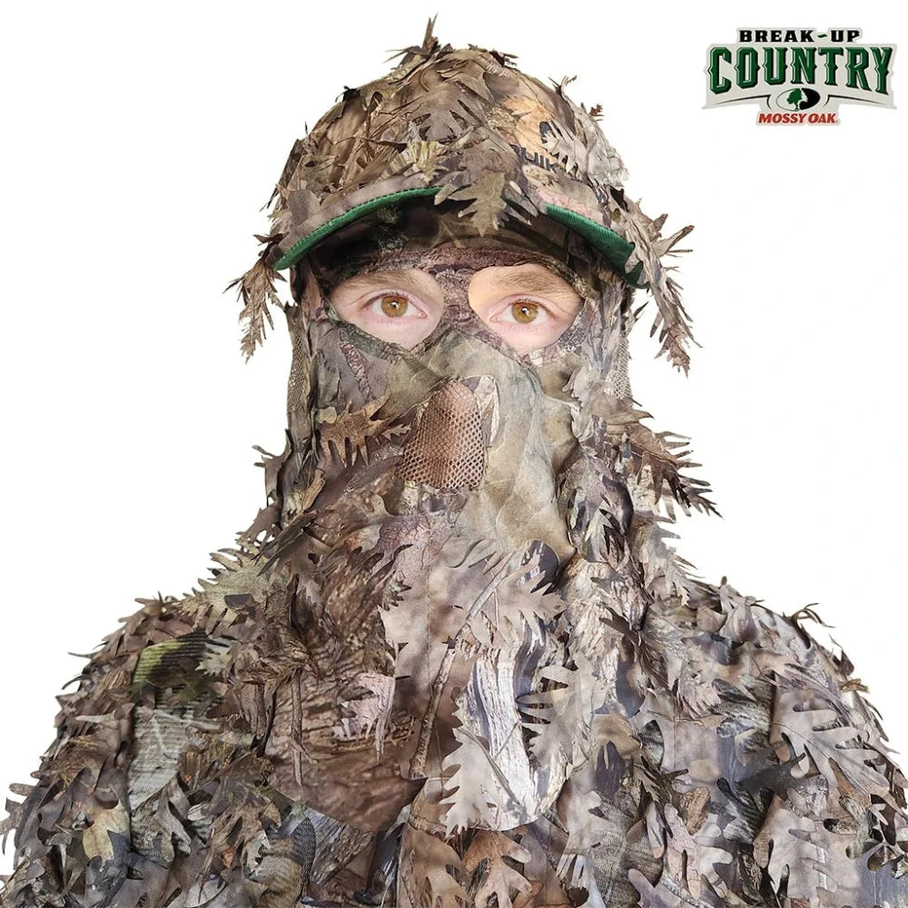 2-in-1 FRONT Leafy Face Mask and Camo Hat (Adjustable OSFM)