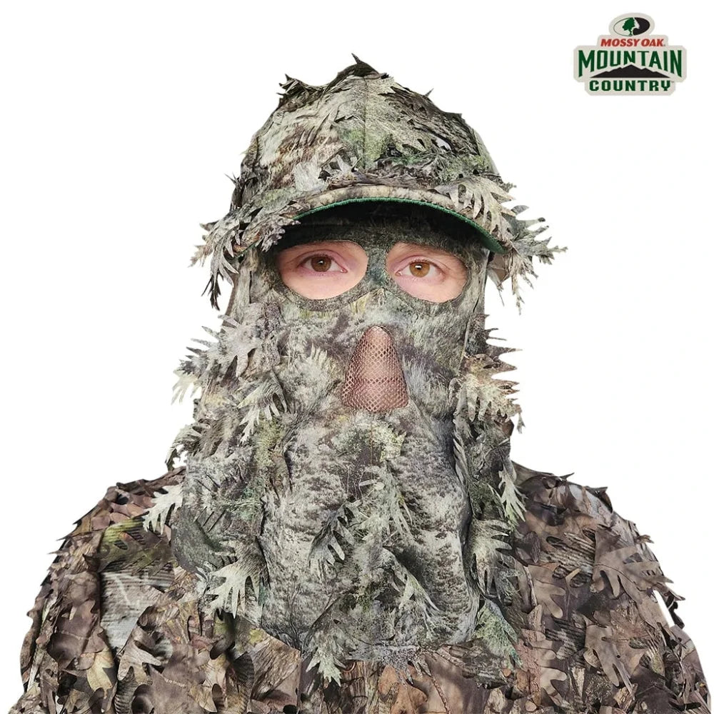 2-in-1 FRONT Leafy Face Mask and Camo Hat (Adjustable OSFM)