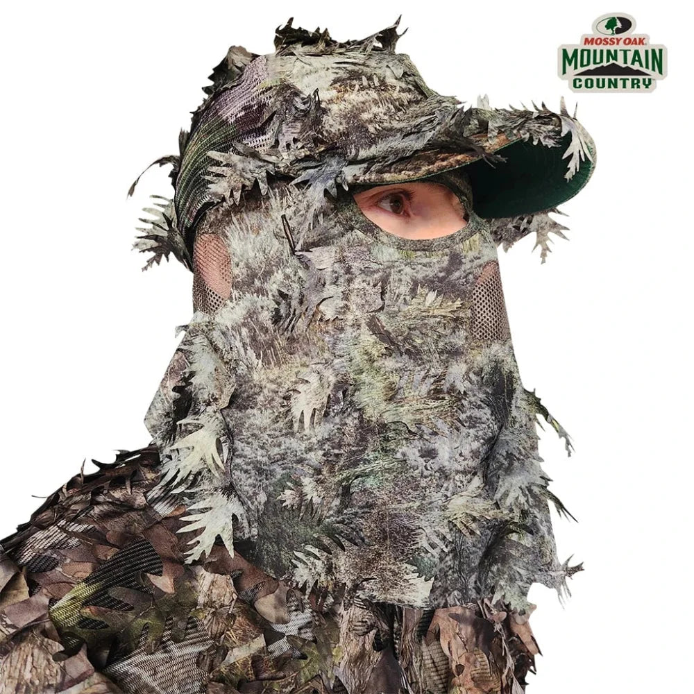 2-in-1 FRONT Leafy Face Mask and Camo Hat (Adjustable OSFM)