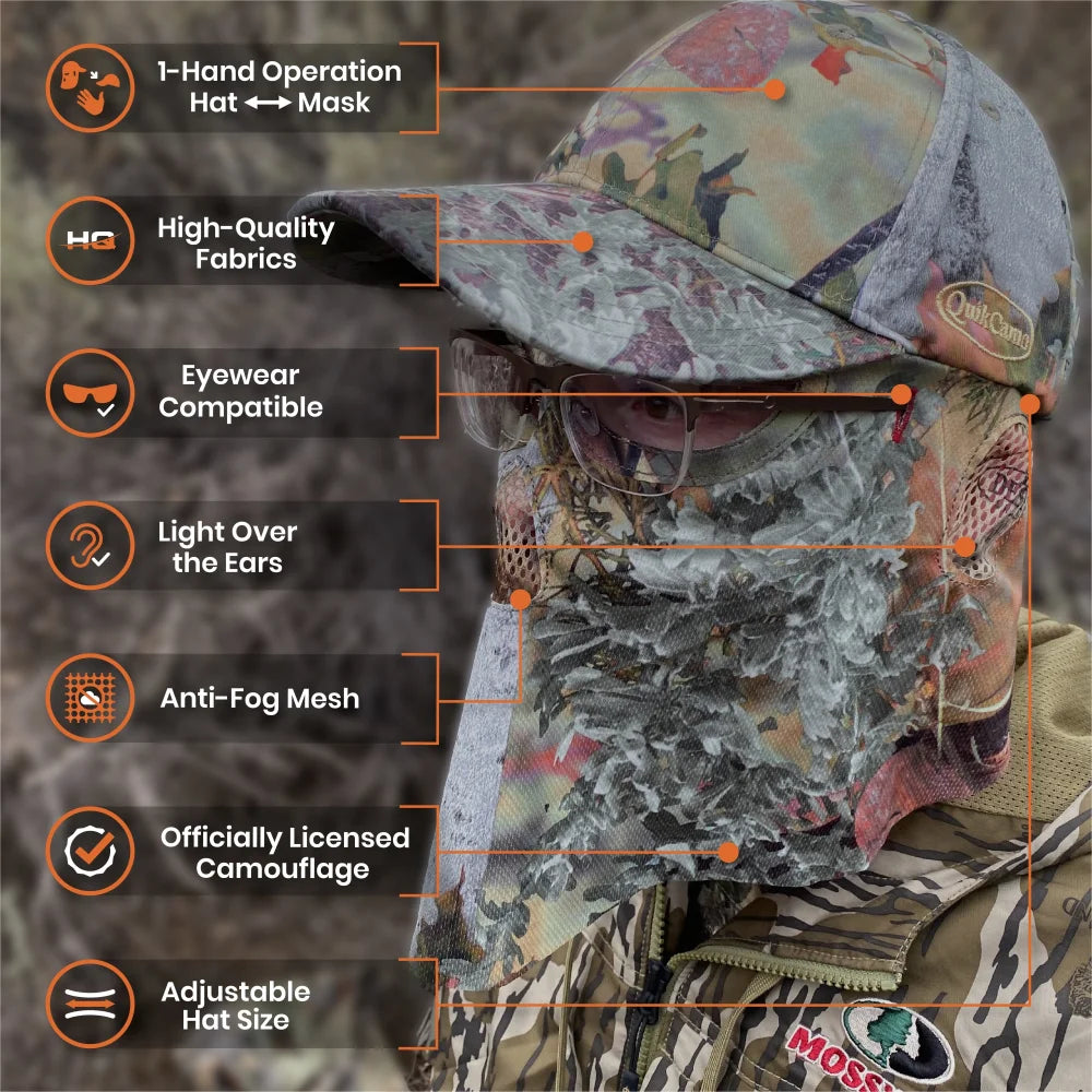2-in-1 Face Mask + Ball Cap Hats in REALTREE & KING’S CAMO -
