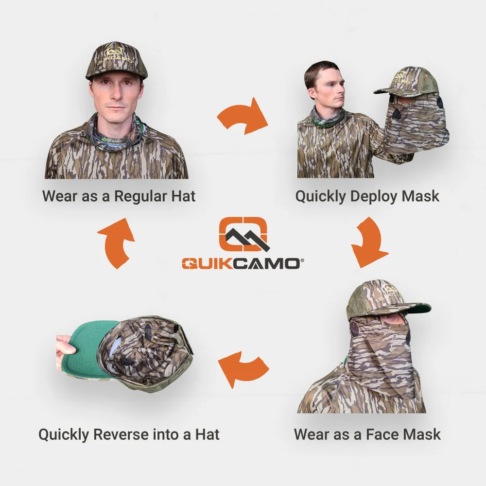 2-in-1 Face Mask + Ball Cap Hats in REALTREE & KING’S CAMO -