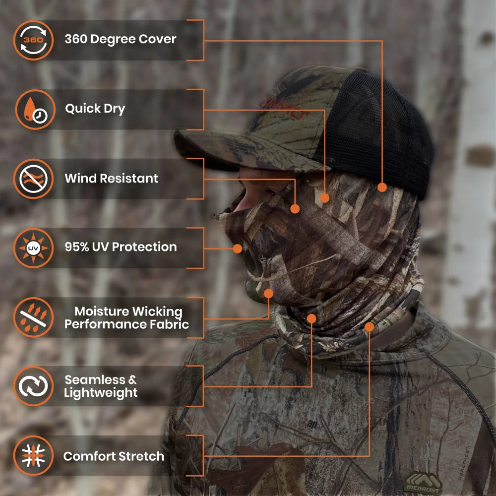 Face Mask Gaiter (Mossy Oak and Realtree One Size Fits All)