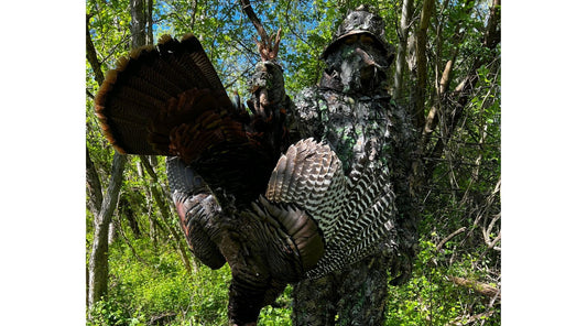 Turkey Hunting in QuikCamo Leafy Suit, Leafy Face Mask Bucket Hat and Camo Gloves