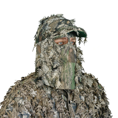 2-in-1 FRONT Leafy Face Mask and Camo Hat (Adjustable,OSFM)