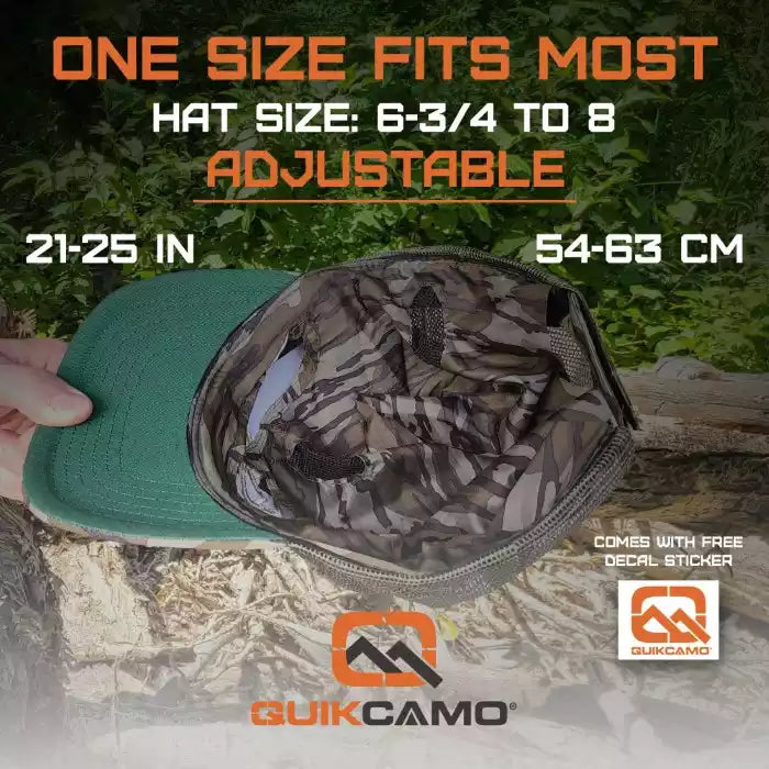 2-in-1 FRONT Leafy Face Mask and Camo Hat (Adjustable,OSFM)