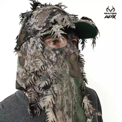 2-in-1 FRONT Leafy Face Mask and Camo Hat (Adjustable,OSFM)