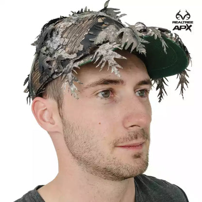 2-in-1 FRONT Leafy Face Mask and Camo Hat (Adjustable,OSFM)