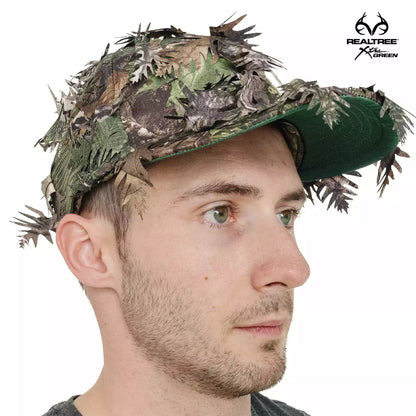 2-in-1 FRONT Leafy Face Mask and Camo Hat (Adjustable,OSFM)
