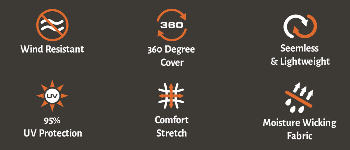 QuikCover stretch-fit neck gaiter features and ways to wear it.