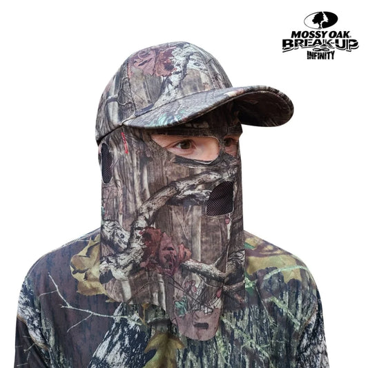 2-in-1 Ball Cap + Face Mask in Mossy Oak & Realtree Camo 
