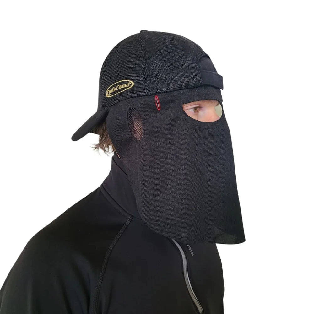 2-in-1 REAR Face Mask and Camo Hat (Fitted) - Black 61cm, 7 