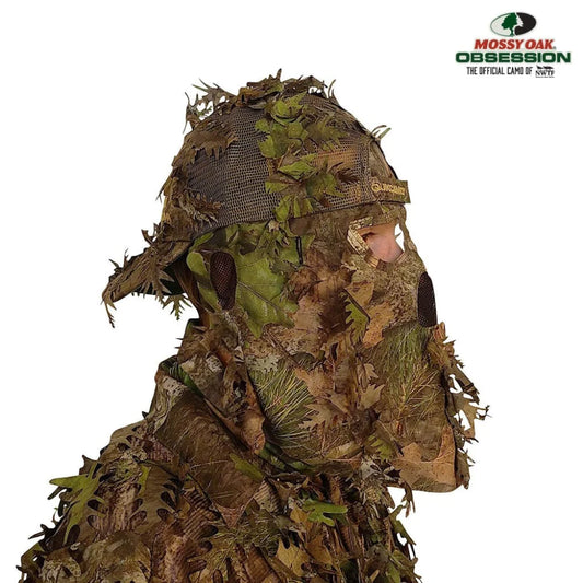 2-in-1 Leafy Camo Hat with Built-in Face Mask (MOSSY OAK & 