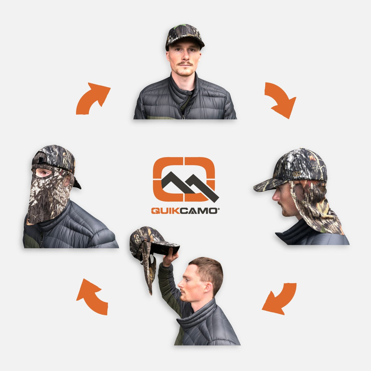 Mathews Logo Camo Hat with Face Concealment - Rear Mask and 