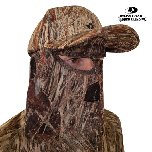 2-in-1 Ball Cap + Face Mask in Mossy Oak & Realtree Camo 