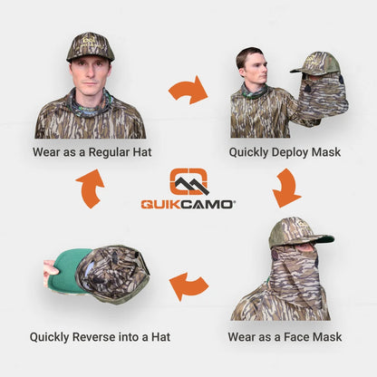 2-in-1 Ball Cap + Face Mask in MOSSY OAK & REALTREE Camo 