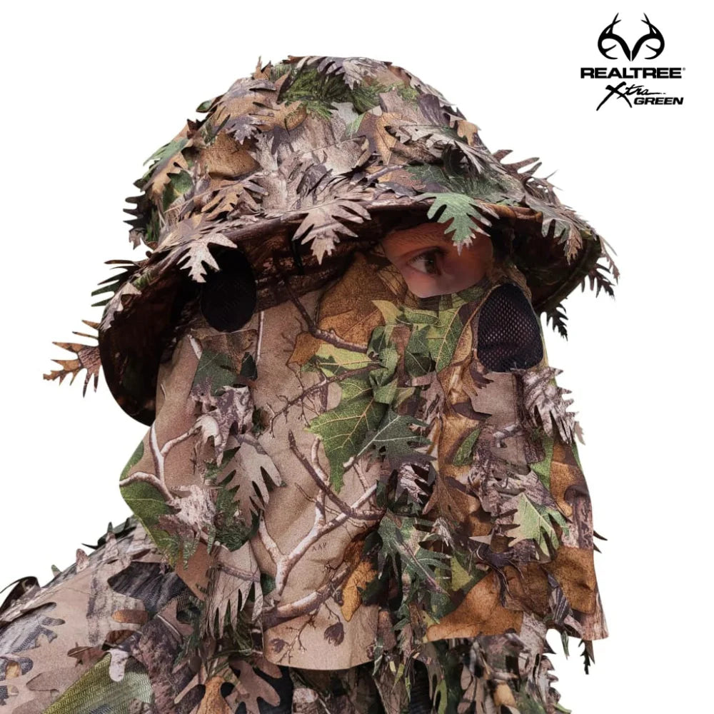 Mossy Oak 3D Leafy Camo Bucket Hat With Face Mask - Adjustable One Size - For Hunting & Wildlife