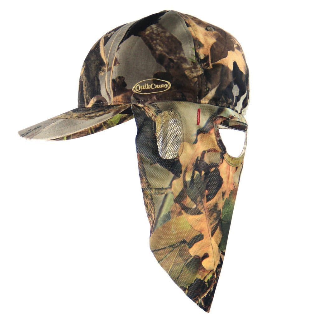QuikCamo Camo West Hybrid | Camo Hat with Rear Face Mask (59cm Fitted 7 3/8) - QuikCamo